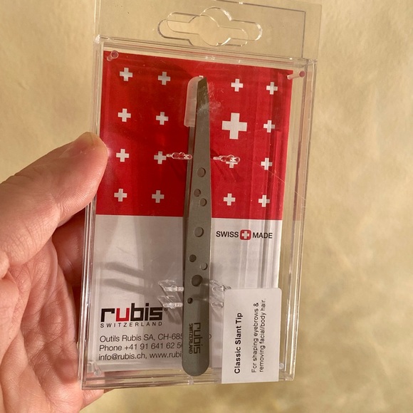 Rubis Hole Pattern Classic Stainless Steel Slanted Tweezers For Eyebrow NEW - Picture 6 of 12